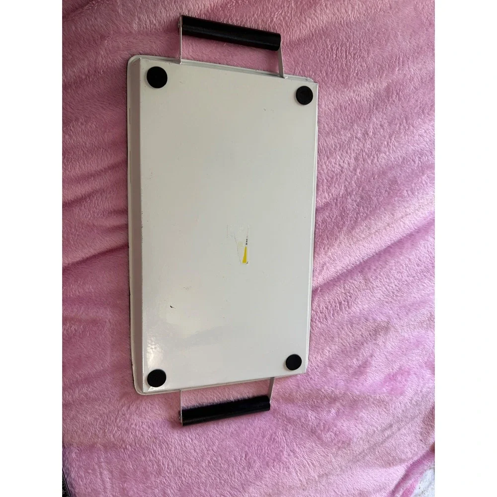 Thankful Decorative Metal Tray White Enamel Style Black Handles Farmhouse Decor